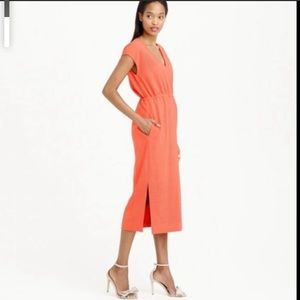 J.Crew Orange Perforated Midi Dress Size 8